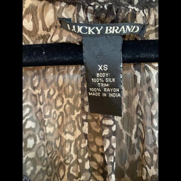 Lucky brand share brown longsleeve top animal print Sz. XS - Picture 5 of 5